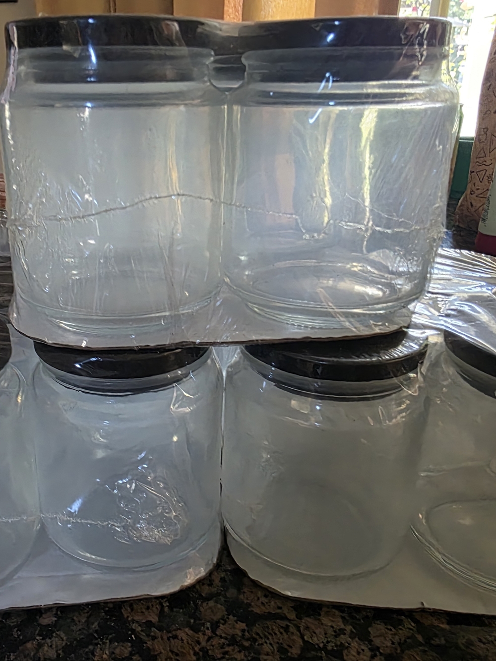 12 Target Bullseye Clear Glass Pantry Jars with Black Lids - Rare